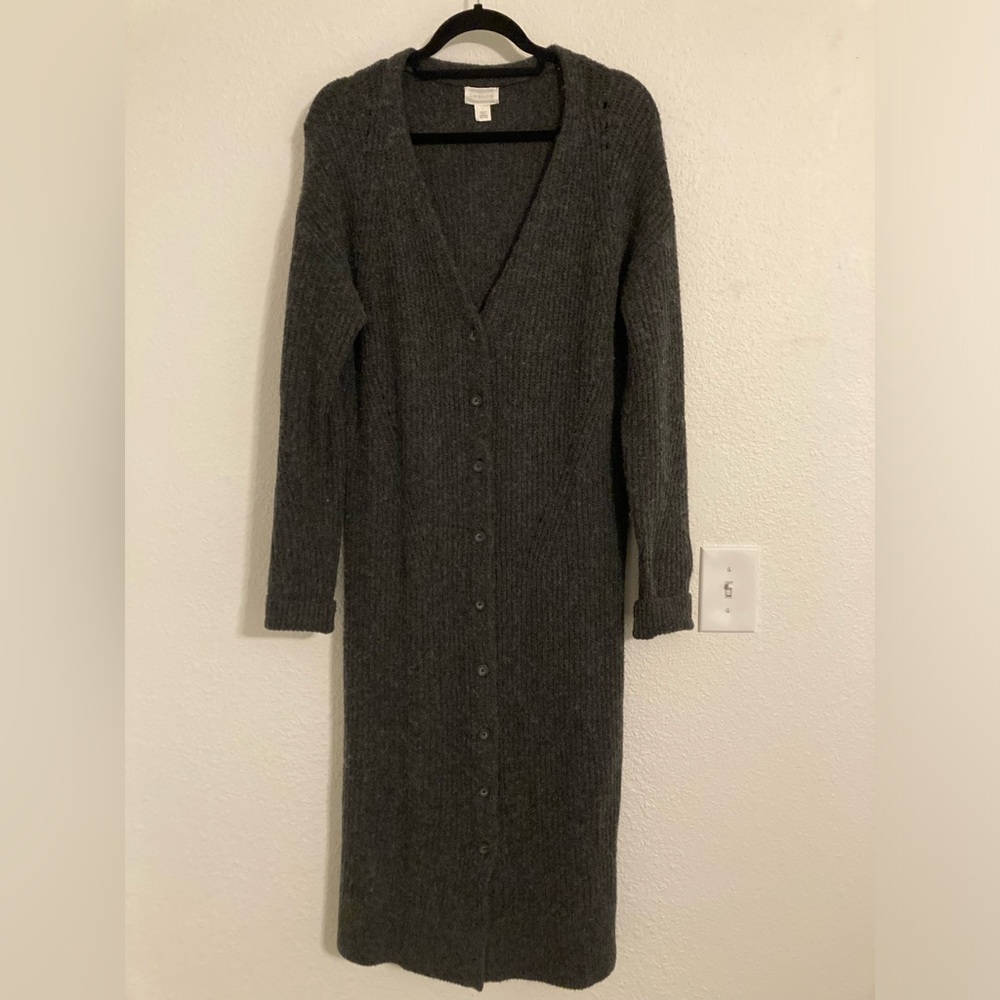 Nordstrom Caslon Rib Front Button, Long Sleeve Sweater Dress